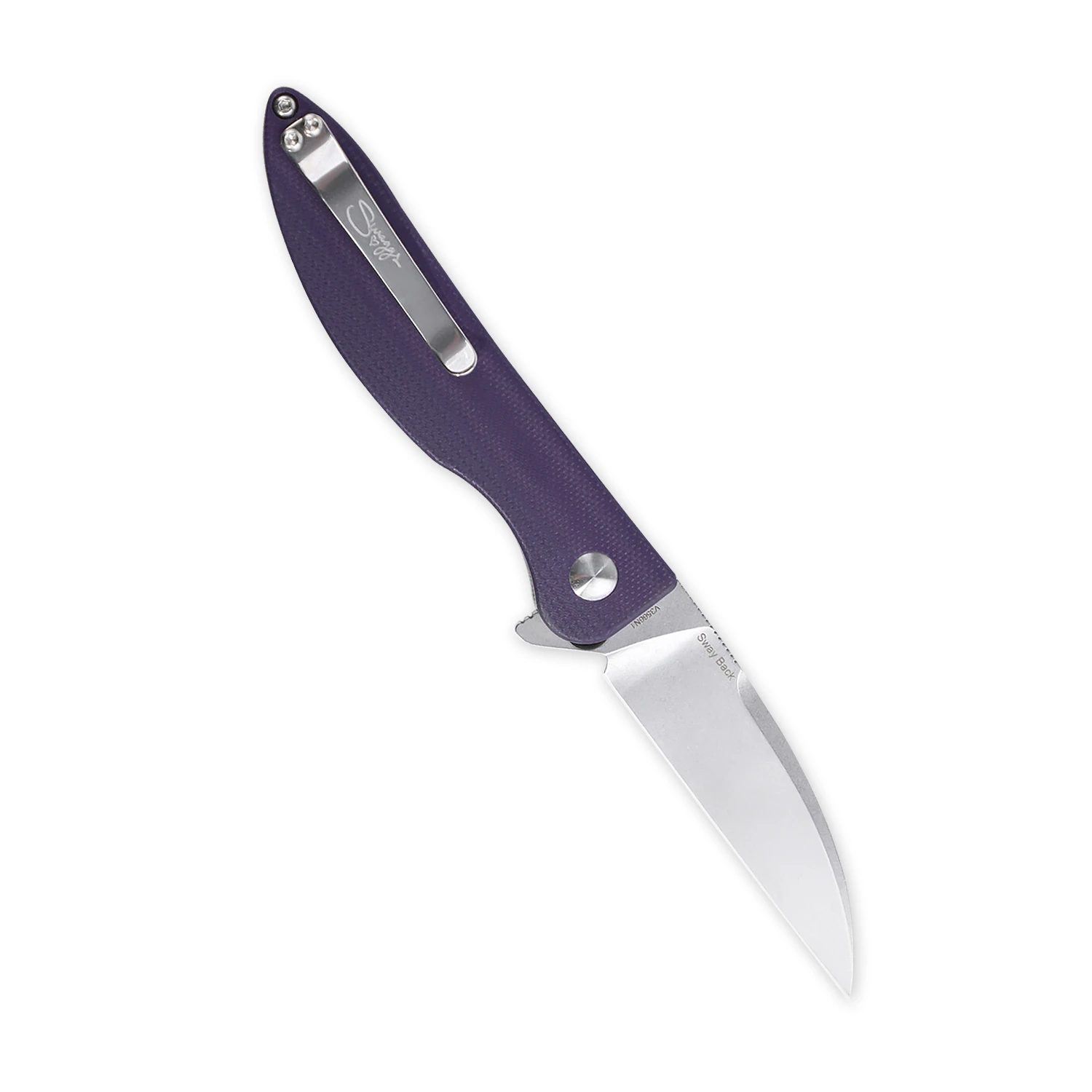 Kizer Swaggs Swayback Button Lock Knife Purple G-10 - V3566N1 4 Kizer Swaggs Swayback Button Lock Knife Purple G-10 - V3566N1 - Image 2