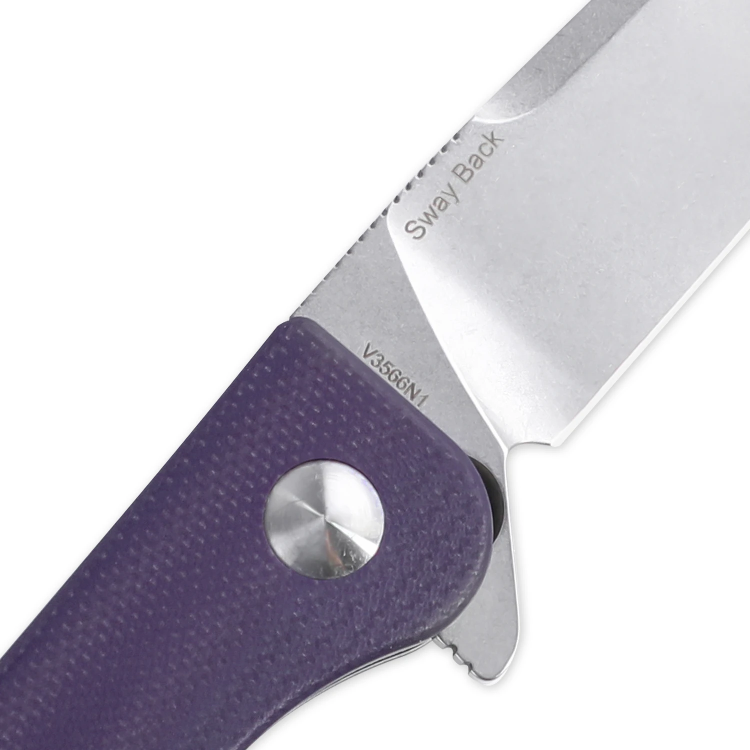 Kizer Swaggs Swayback Button Lock Knife Purple G-10 - V3566N1 5 Kizer Swaggs Swayback Button Lock Knife Purple G-10 - V3566N1 - Image 3