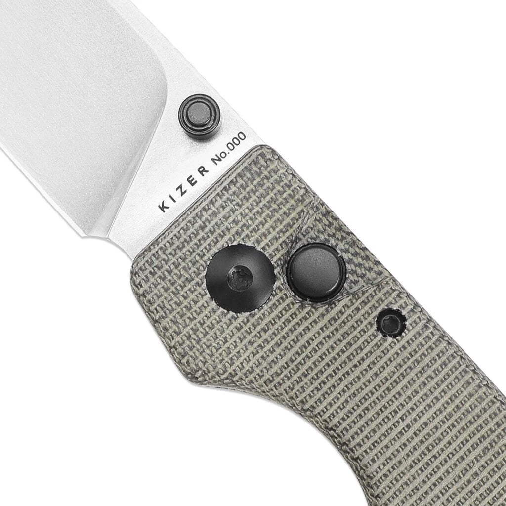 Kizer Original (XL) Button Lock Green Micarta V4605C1 6 Kizer Original (XL) Button Lock Green Micarta V4605C1 - Image 4